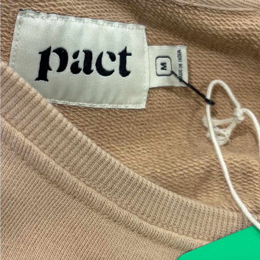 NEW Pact Essential Raw Hem Raglan Tan Sweatshirt Size Medium - Picture 5 of 6